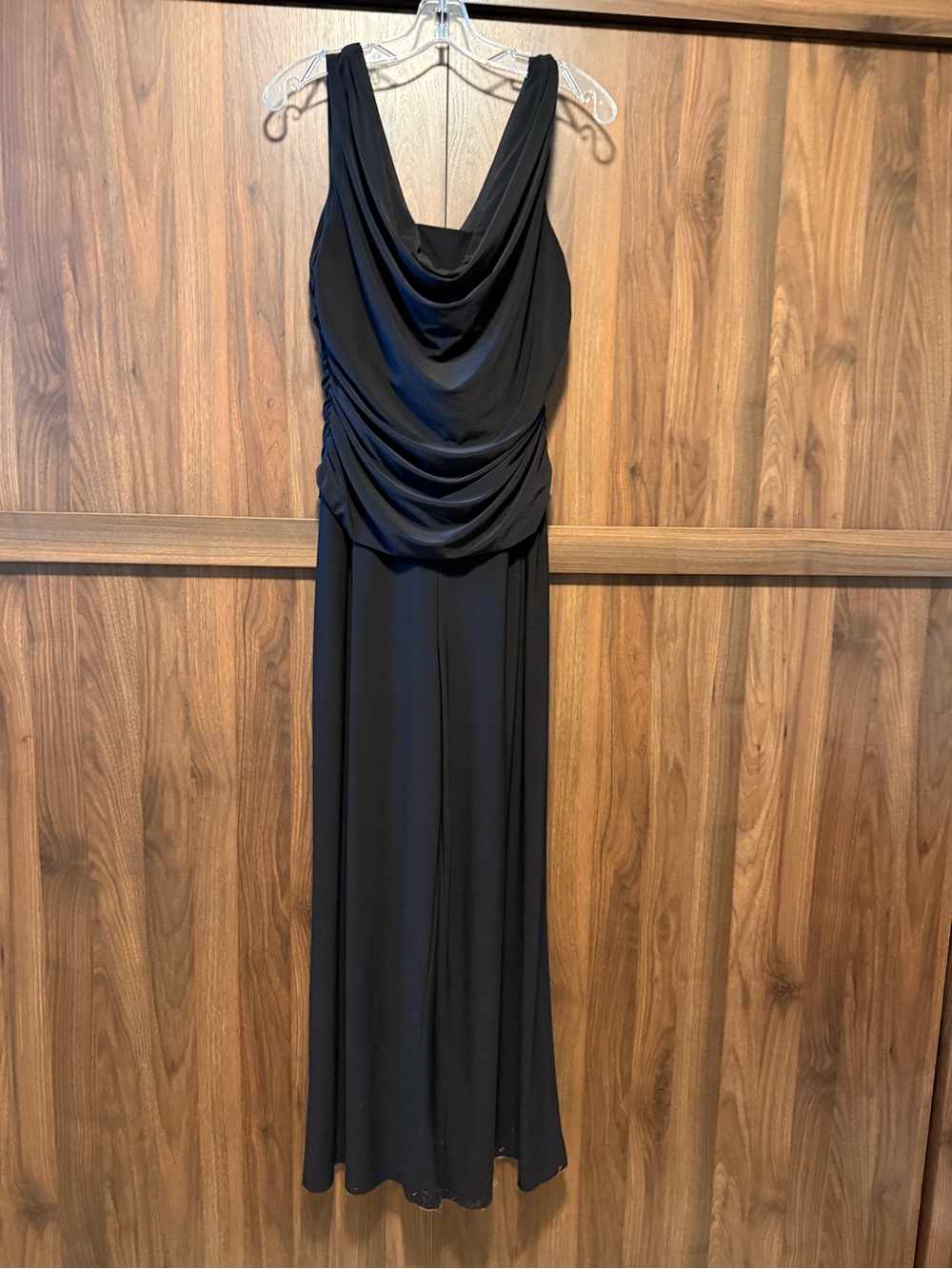 R & M Richards Black Sleeveless Evening Jumpsuit, Size 16